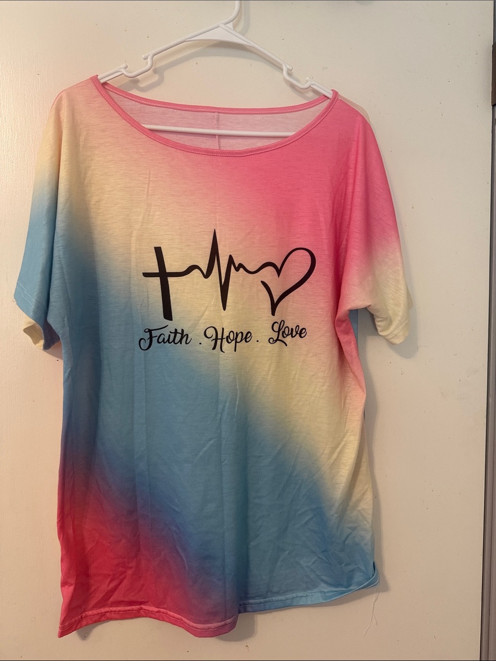 Faith Hope Love Ombre Tee - Pink, Yellow, Blue